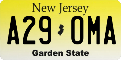 NJ license plate A29OMA