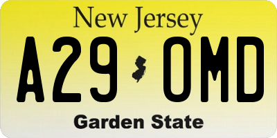 NJ license plate A29OMD