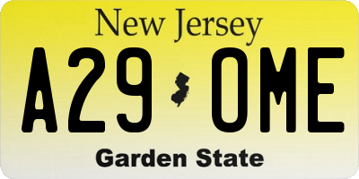 NJ license plate A29OME