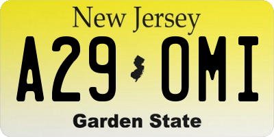 NJ license plate A29OMI