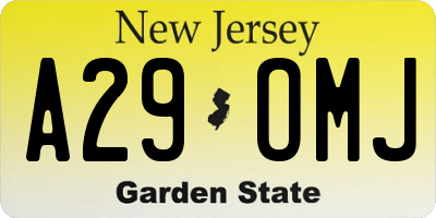 NJ license plate A29OMJ