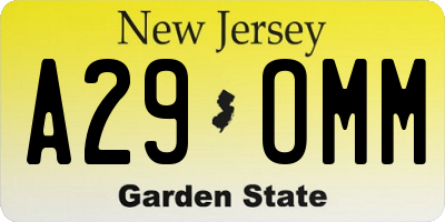 NJ license plate A29OMM