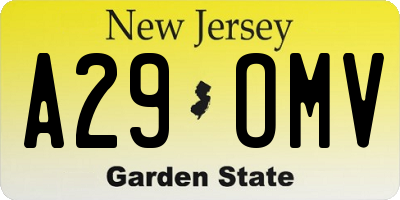 NJ license plate A29OMV