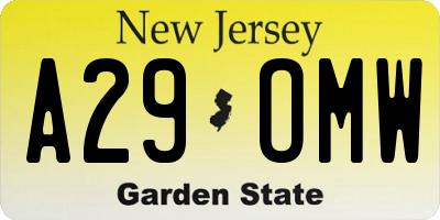 NJ license plate A29OMW