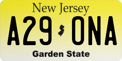 NJ license plate A29ONA