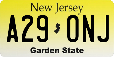 NJ license plate A29ONJ