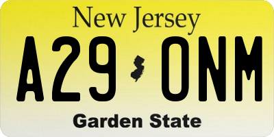 NJ license plate A29ONM