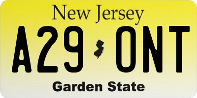 NJ license plate A29ONT