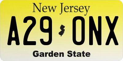 NJ license plate A29ONX
