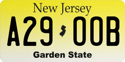 NJ license plate A29OOB