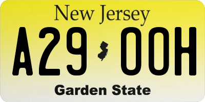 NJ license plate A29OOH