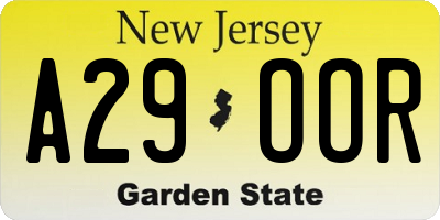 NJ license plate A29OOR