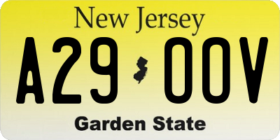 NJ license plate A29OOV