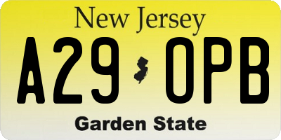 NJ license plate A29OPB
