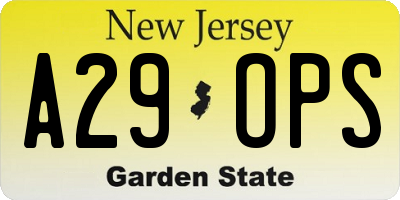 NJ license plate A29OPS