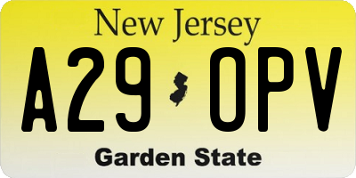 NJ license plate A29OPV