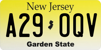 NJ license plate A29OQV