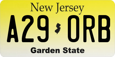 NJ license plate A29ORB