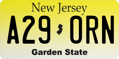 NJ license plate A29ORN