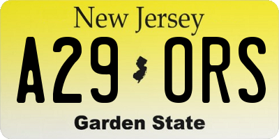 NJ license plate A29ORS