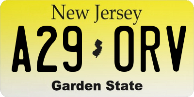 NJ license plate A29ORV