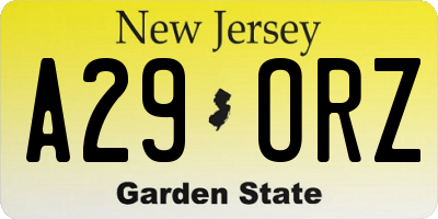 NJ license plate A29ORZ