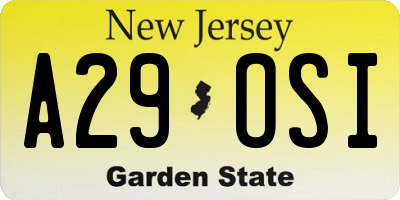 NJ license plate A29OSI