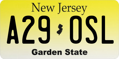 NJ license plate A29OSL