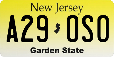 NJ license plate A29OSO