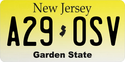 NJ license plate A29OSV
