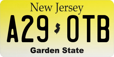NJ license plate A29OTB
