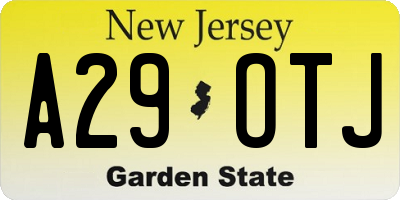 NJ license plate A29OTJ