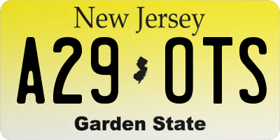 NJ license plate A29OTS