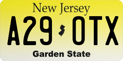 NJ license plate A29OTX