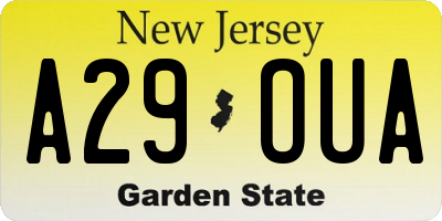 NJ license plate A29OUA