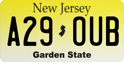 NJ license plate A29OUB