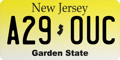 NJ license plate A29OUC