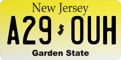 NJ license plate A29OUH