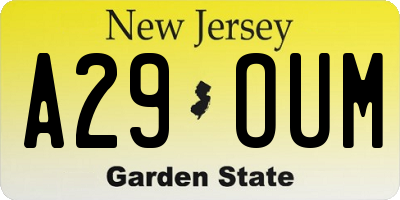 NJ license plate A29OUM