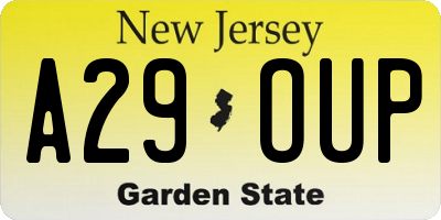 NJ license plate A29OUP