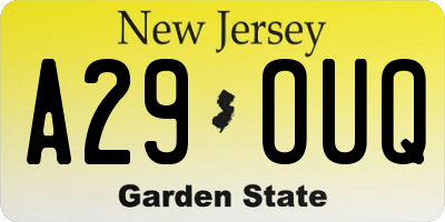 NJ license plate A29OUQ