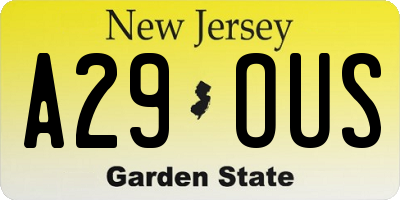 NJ license plate A29OUS