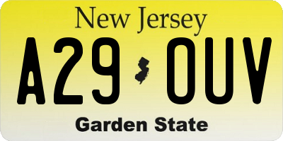 NJ license plate A29OUV
