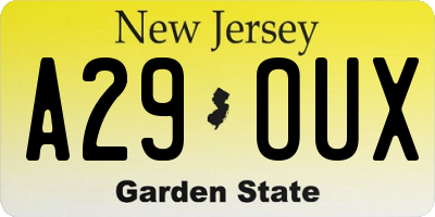 NJ license plate A29OUX