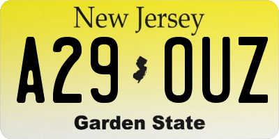 NJ license plate A29OUZ