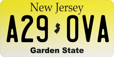 NJ license plate A29OVA