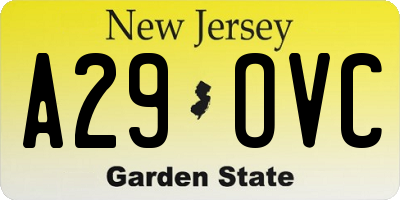 NJ license plate A29OVC