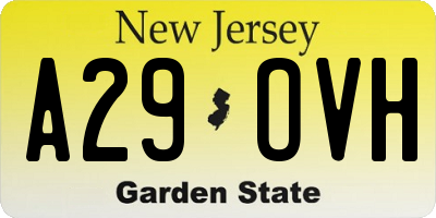 NJ license plate A29OVH