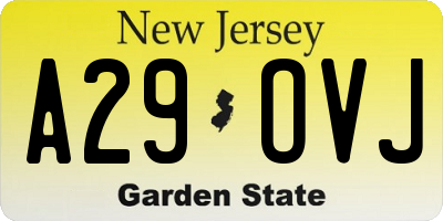 NJ license plate A29OVJ