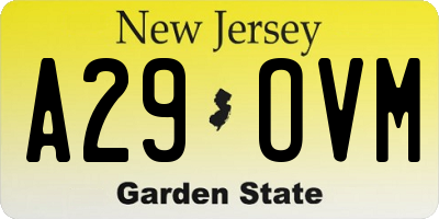 NJ license plate A29OVM